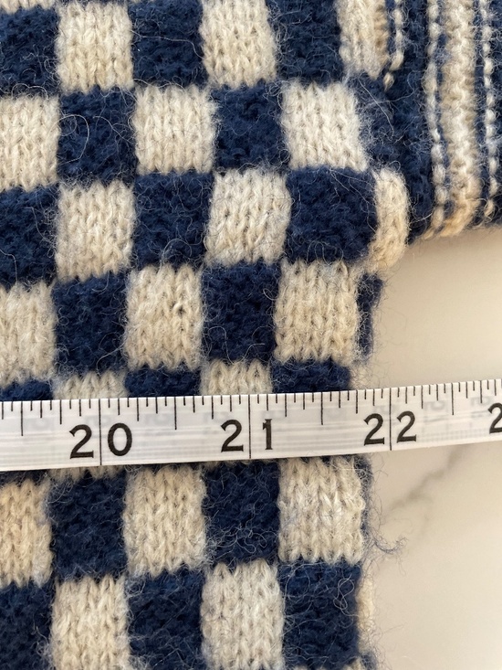 Madewell Navy and Cream Checkered Sweater Alpaca Blend Crewneck ~ SMALL - Picture 6 of 7